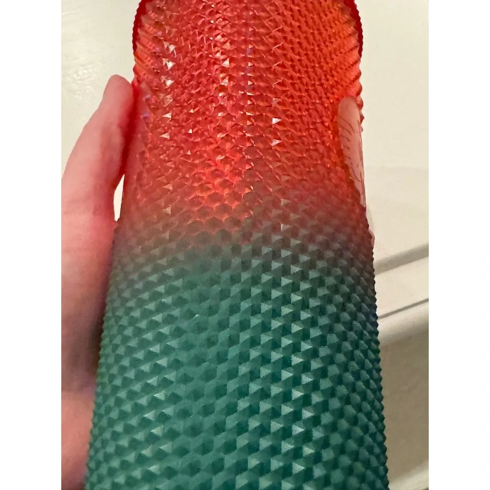 Starbucks Disney World Christmas Red Green Ombre Studded Tumbler 24oz Lid Damage
